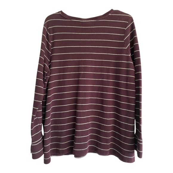 J.Jill V-Neck Long Sleeve Striped Top w/ Front Pockets Size Large PTP 22" - Picture 2 of 7